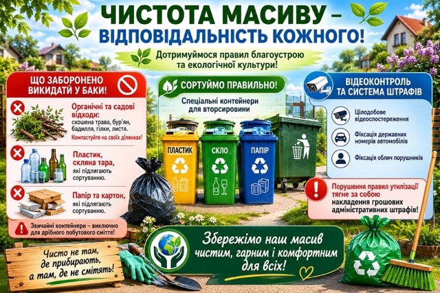 Чистота та порядок: Правління СТ «Озерний-1» нагадує про правила утилізації сміття та штрафи для порушників
